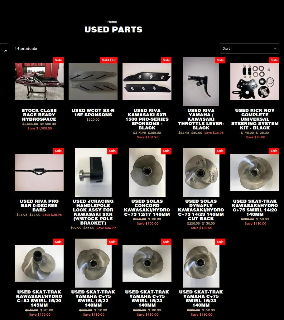 Used PWC Parts Showcase with Various Components - Used Parts - Cabrera Motorsports