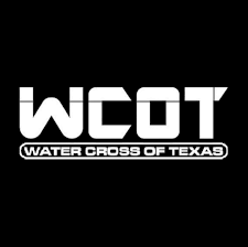 Bold white letters form the acronym WCOT with WATER CROSS OF TEXAS below in a sleek font - Watercross of Texas - Cabrera Moto